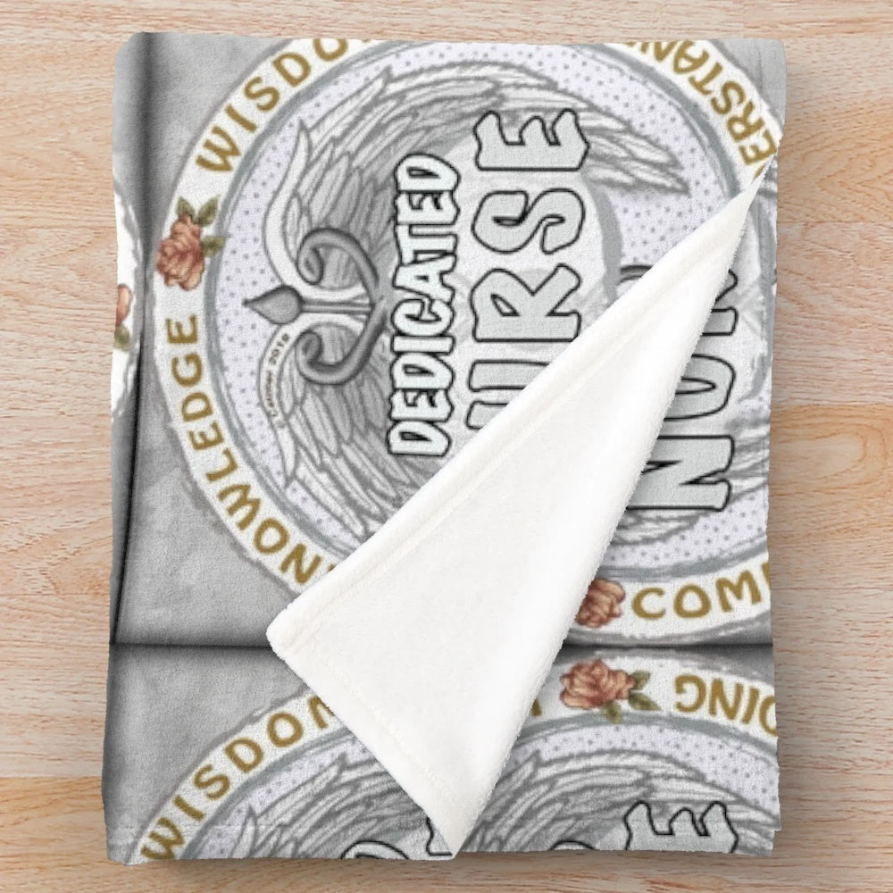 Plush blanket with caduceus symbol, a symbol of the medical profession