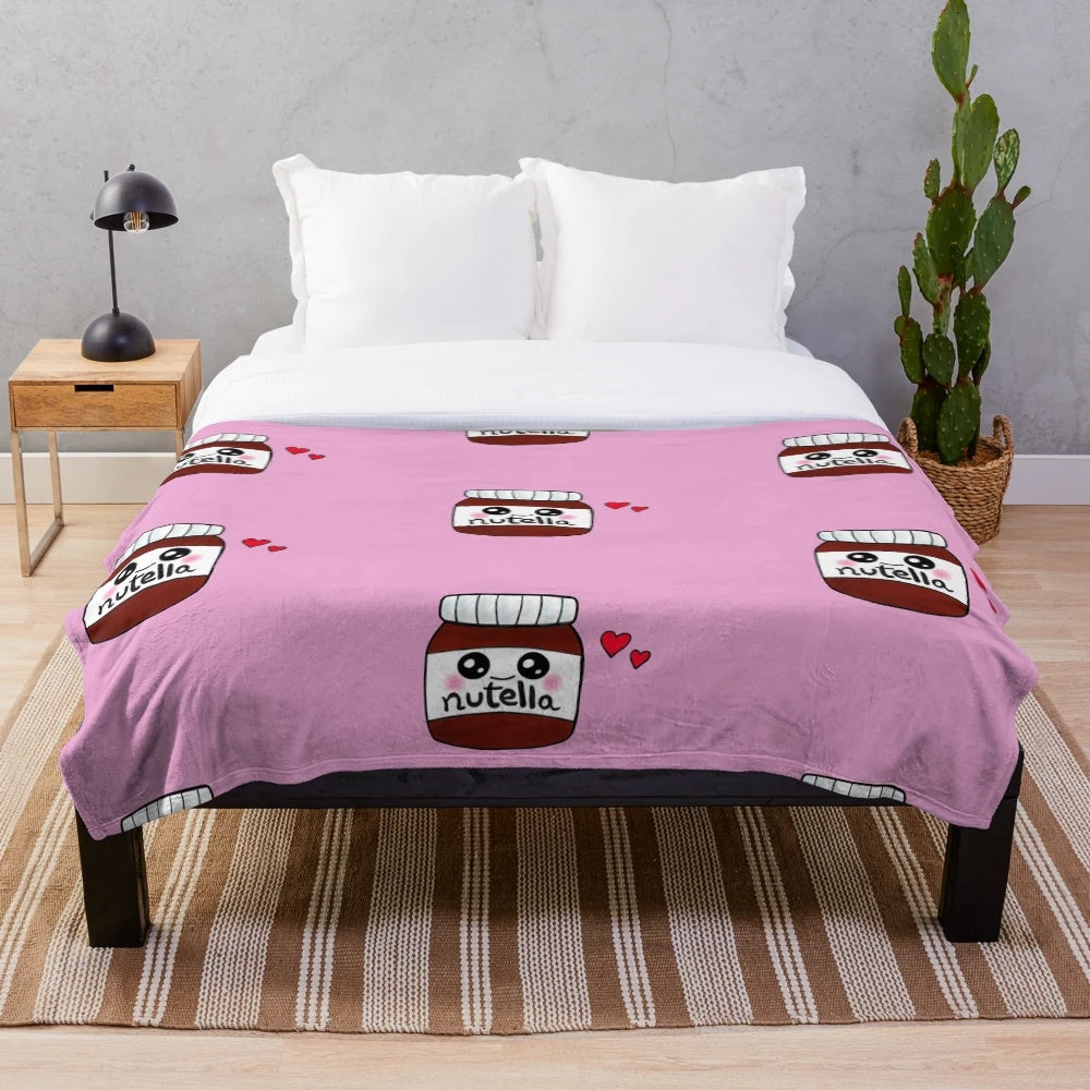 Nutella inspired plush blanket with cute food design