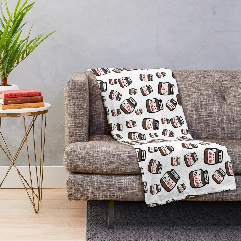 Soft and cozy plush blanket with cute Nutella-inspired design