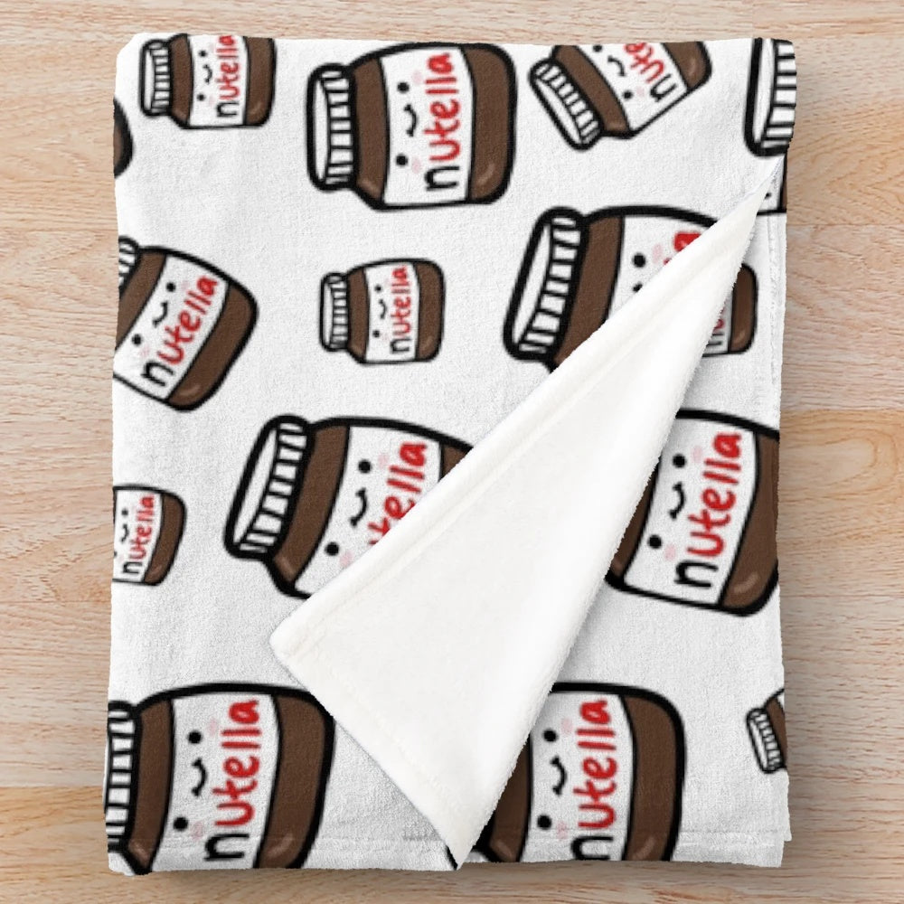 Soft and cozy plush blanket with cute Nutella-inspired design