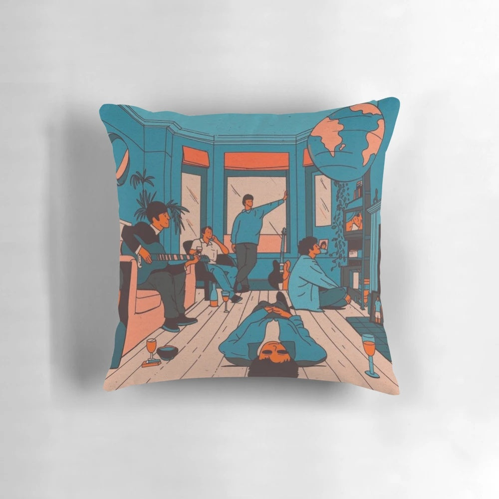 Oasis indie rock band album cover inspired decorative pillow