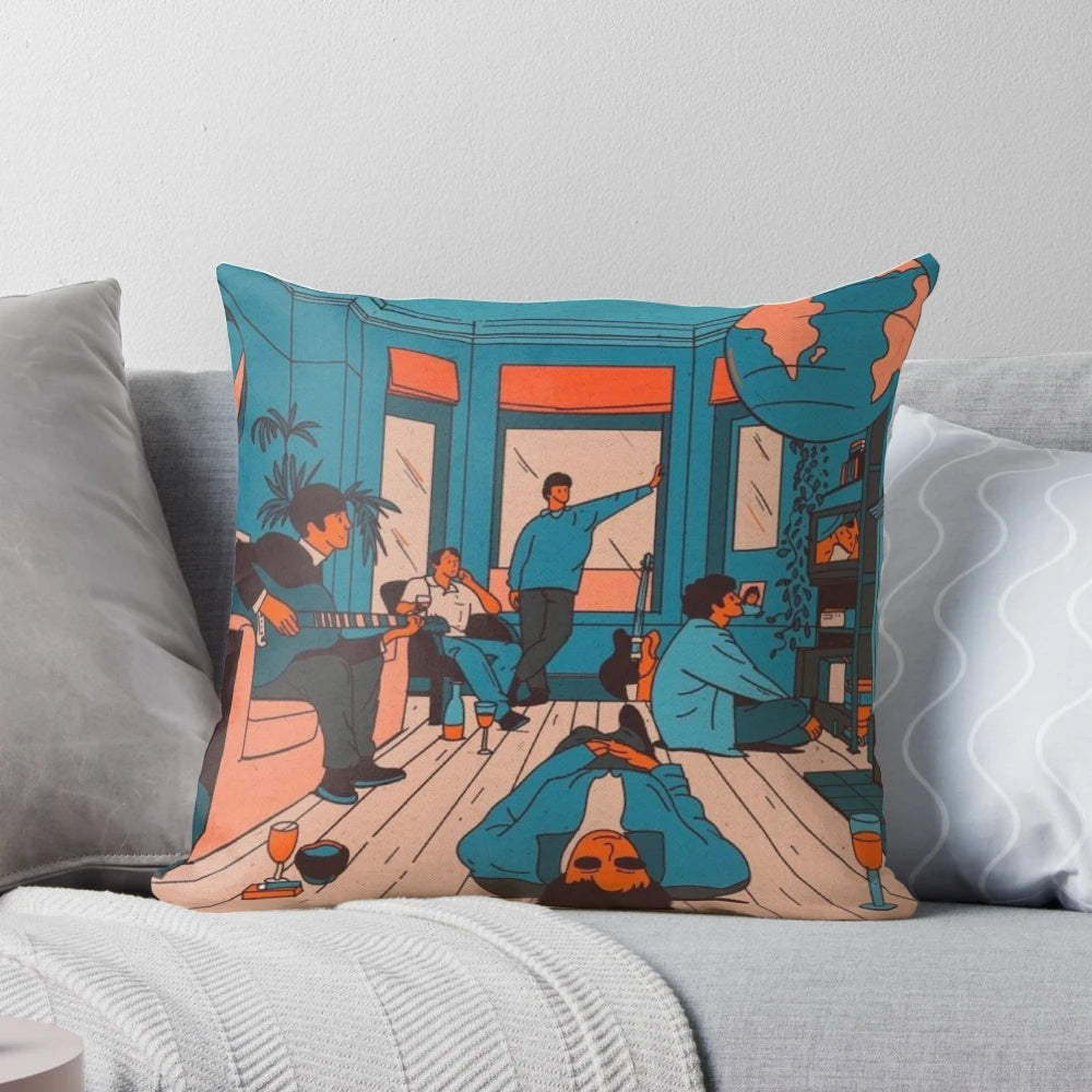 Oasis indie rock band album cover inspired decorative pillow