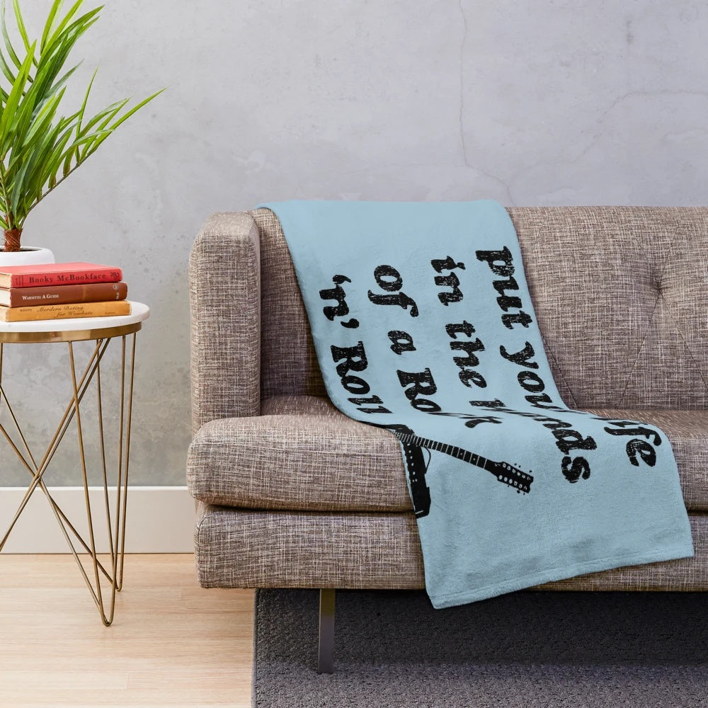 Oasis inspired plush blanket with band lyrics