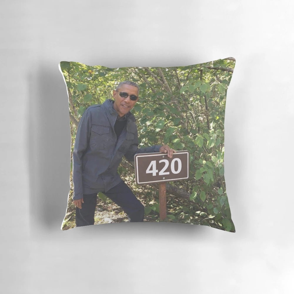 Obama 420 Pillow featuring the former US President and cannabis leaf