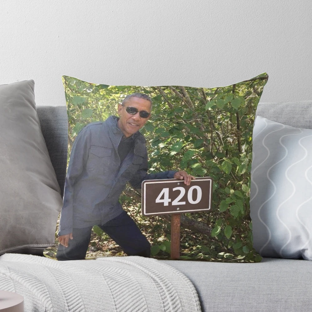 Obama 420 Pillow featuring the former US President and cannabis leaf