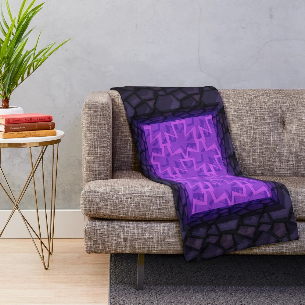 Obsidian Nether Portal Plush Blanket inspired by Minecraft