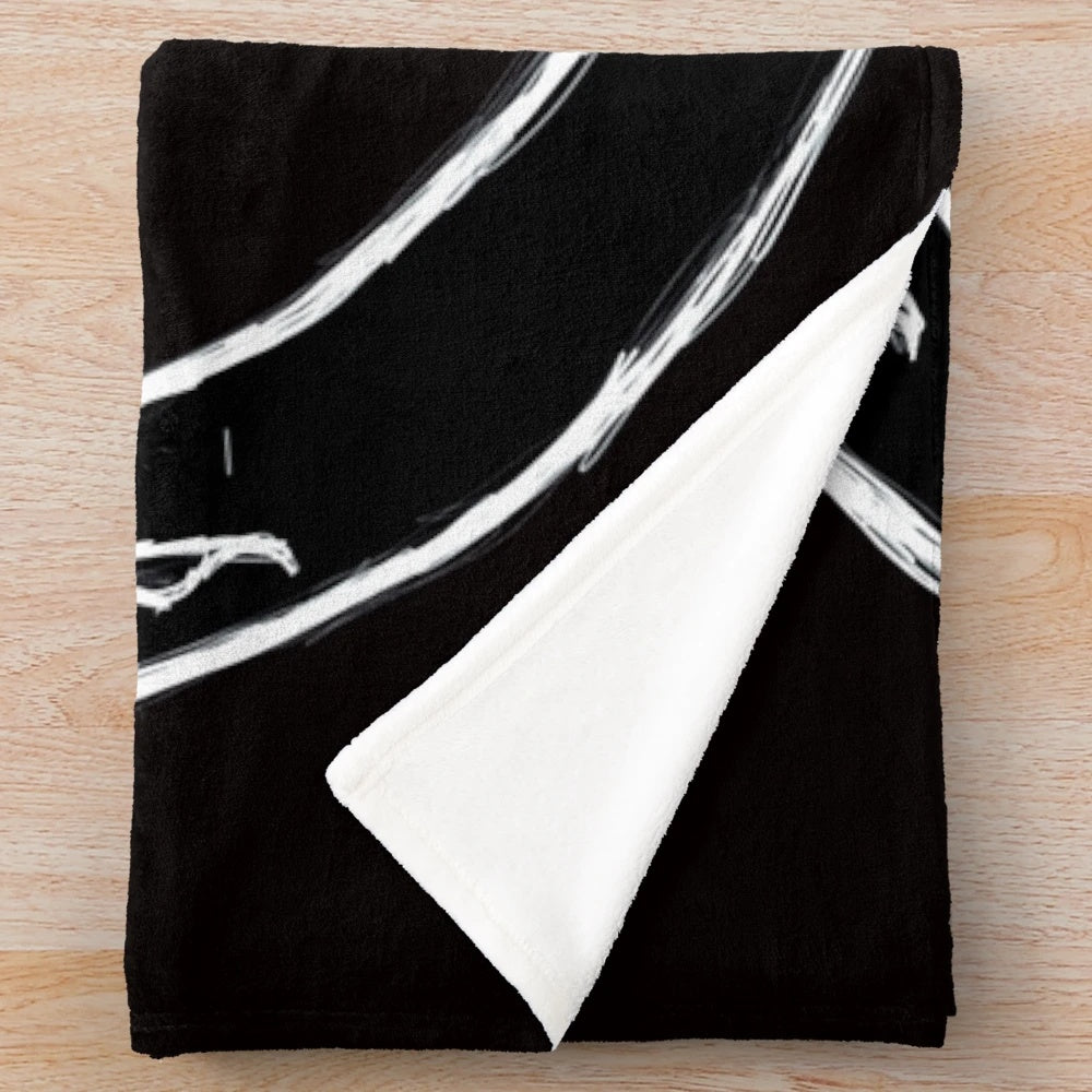 Occult-themed plush blanket with pentagram and goat skull design