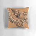 Octopus tentacle two-tone line art drawing printed on a square throw pillow