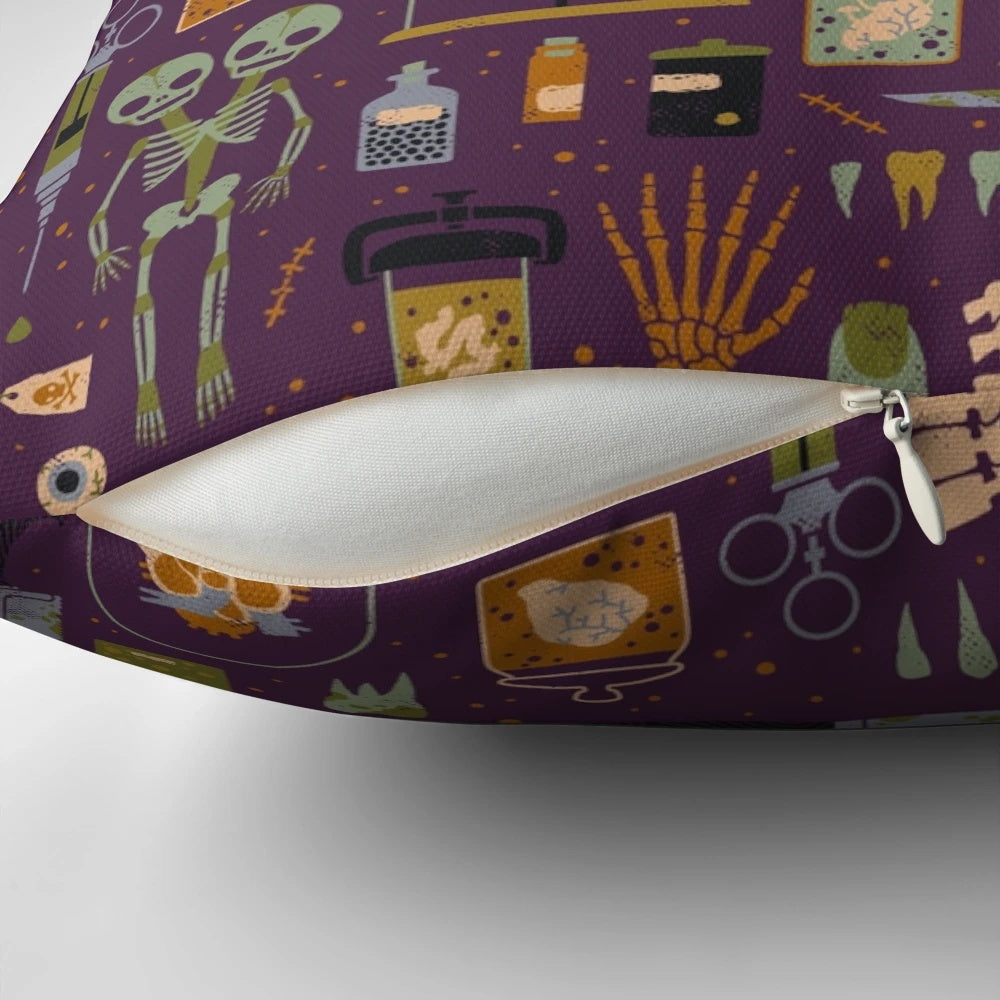 Oddities Pillow featuring a macabre and anatomical design for a unique and creepy home decor piece