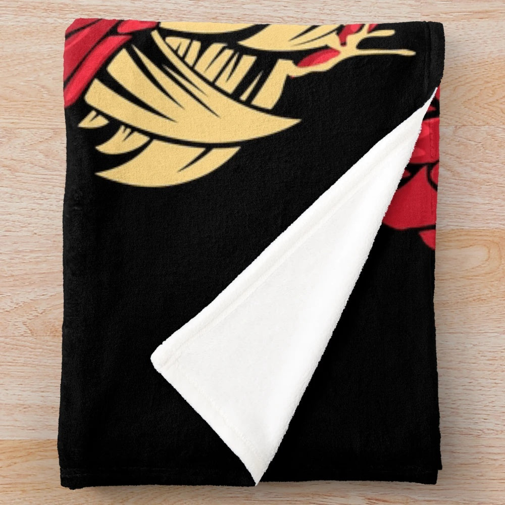 Odogaron inspired plush blanket featuring the "Eat Sleep Hunt Repeat" design