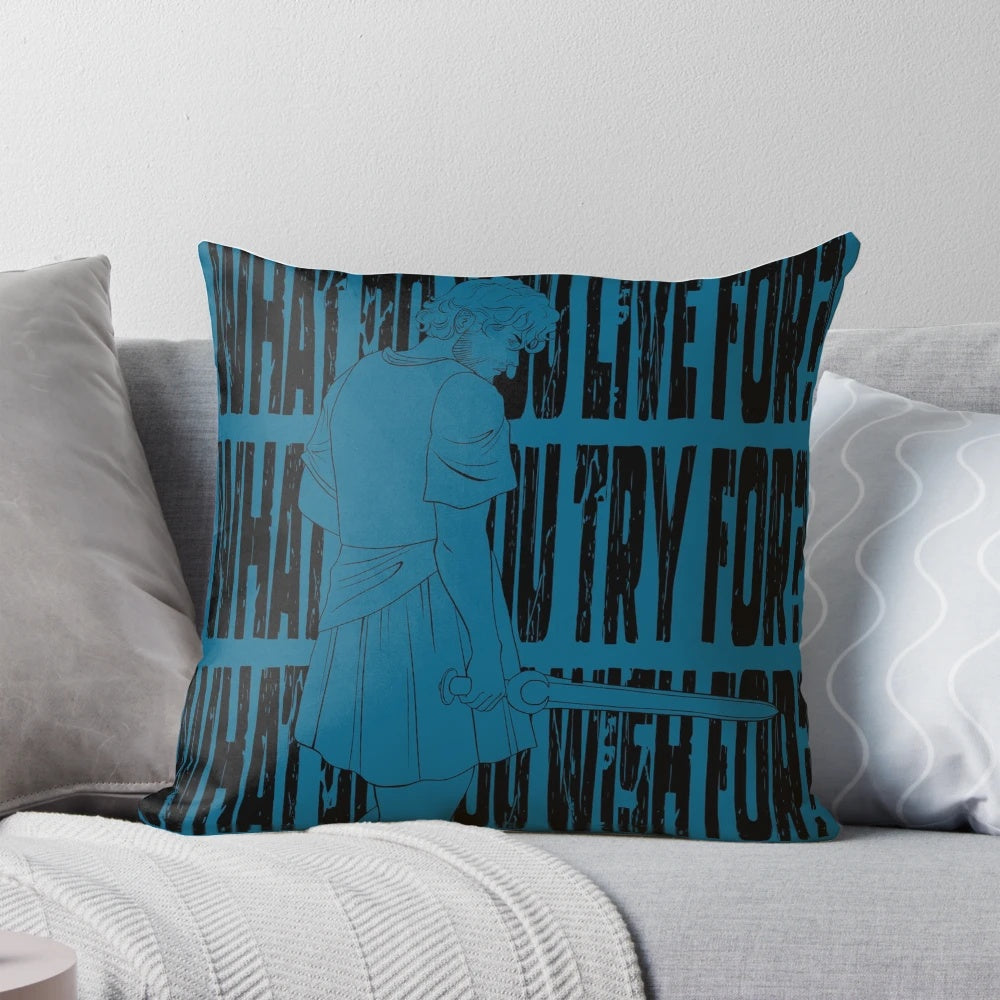 A black and white graphic of a horse and infant on a pillow, representing the epic poem The Odyssey.