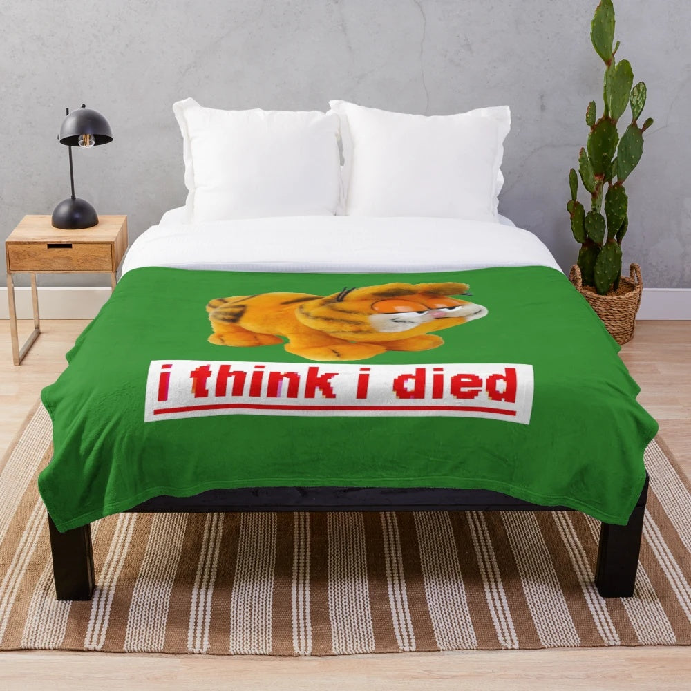 Garfield-themed plush blanket with a unique, quirky design