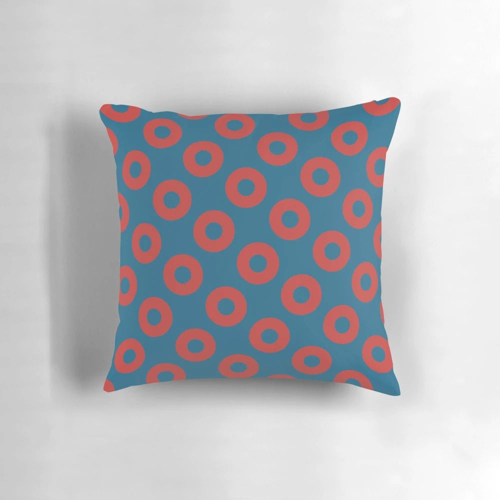 Phish Fishman Donuts Pillow - Soft, plush pillow featuring the iconic Phish donut design and drummer Jon Fishman.