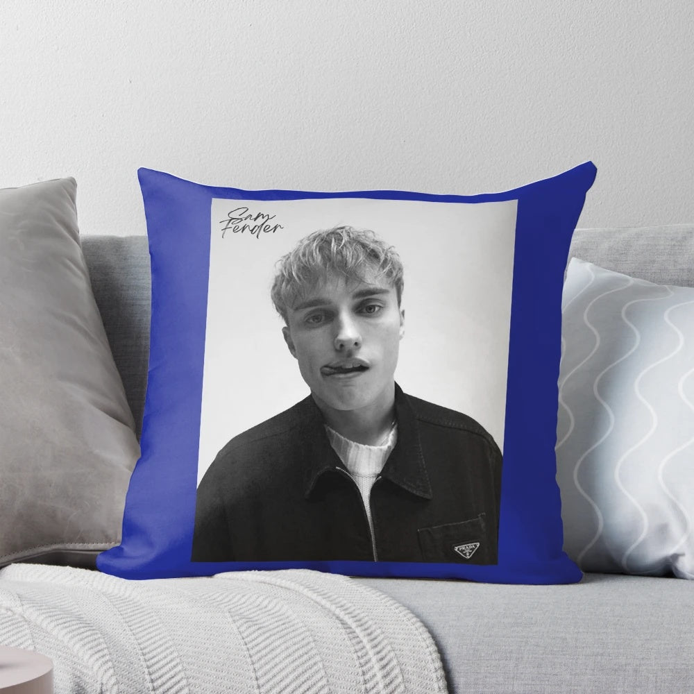 Sam Fender Pillow featuring Hypersonic Missiles album artwork and band logo