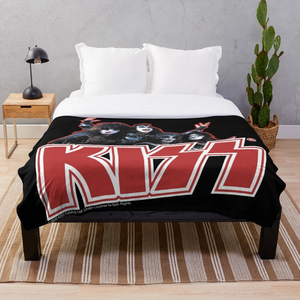 KISS Band Members Plush Blanket featuring the Demon, Starchild, Spaceman, and Catman