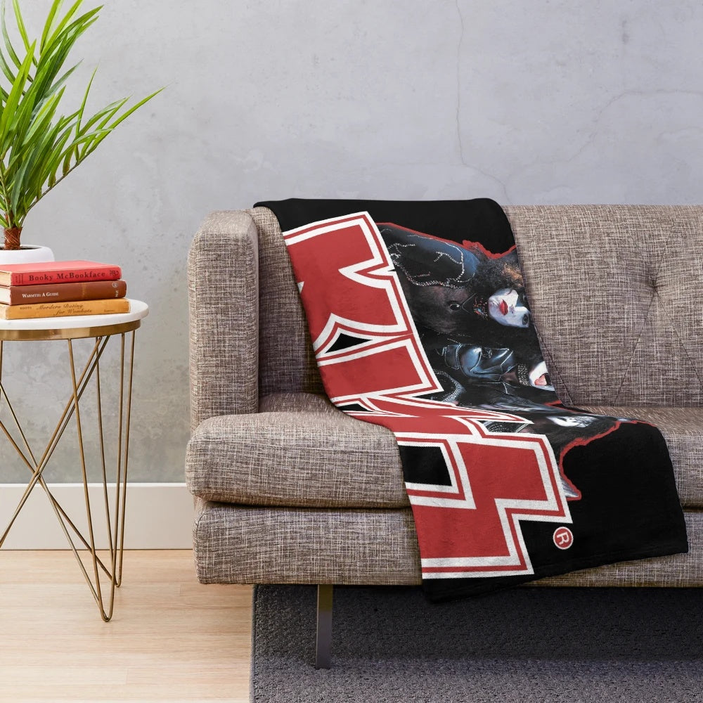 KISS Band Members Plush Blanket featuring the Demon, Starchild, Spaceman, and Catman