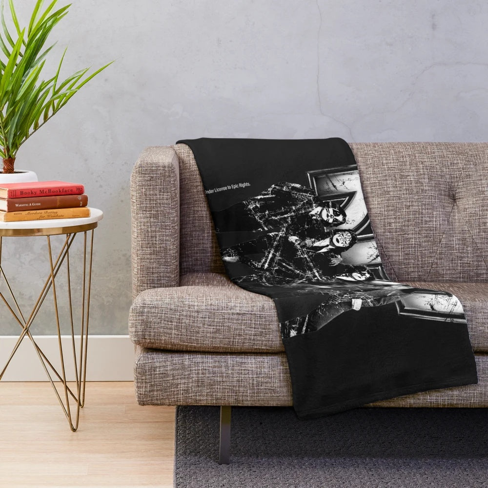 KISS the Band Plush Blanket featuring the iconic KISS logo and artwork