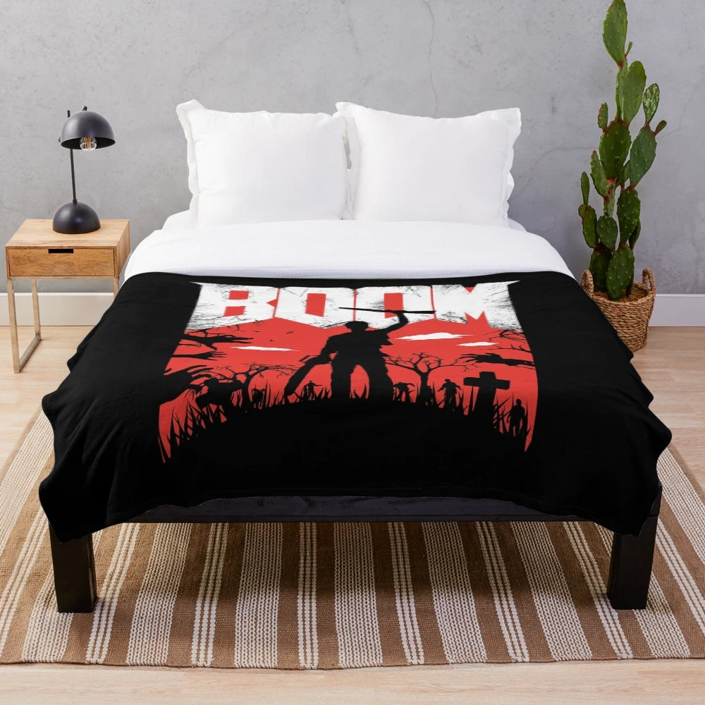 Plush blanket inspired by the cult classic horror comedy "Army of Darkness