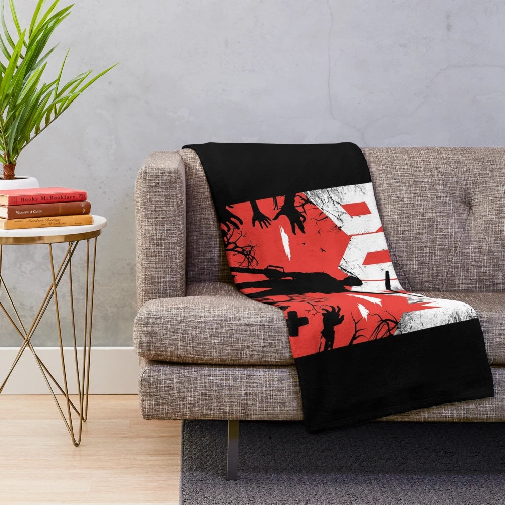 Plush blanket inspired by the cult classic horror comedy "Army of Darkness