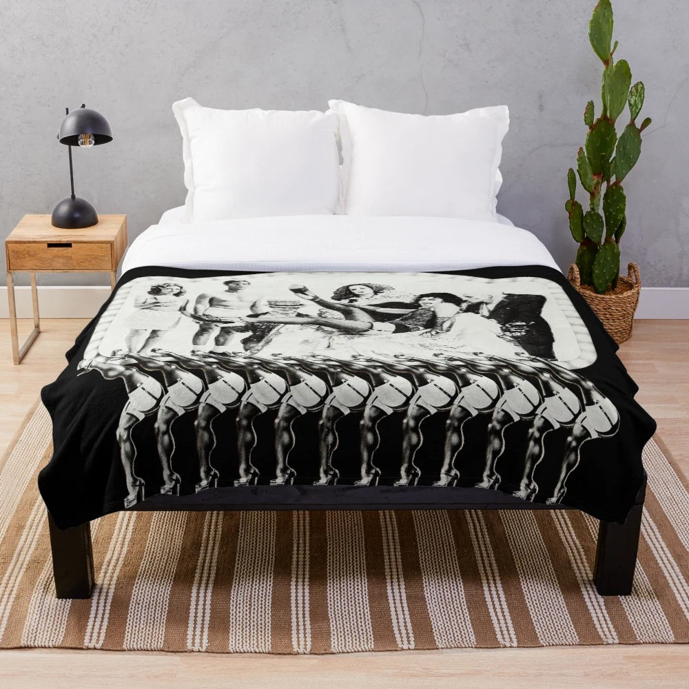 Rocky Horror Plush Blanket featuring iconic characters and imagery from the cult classic film