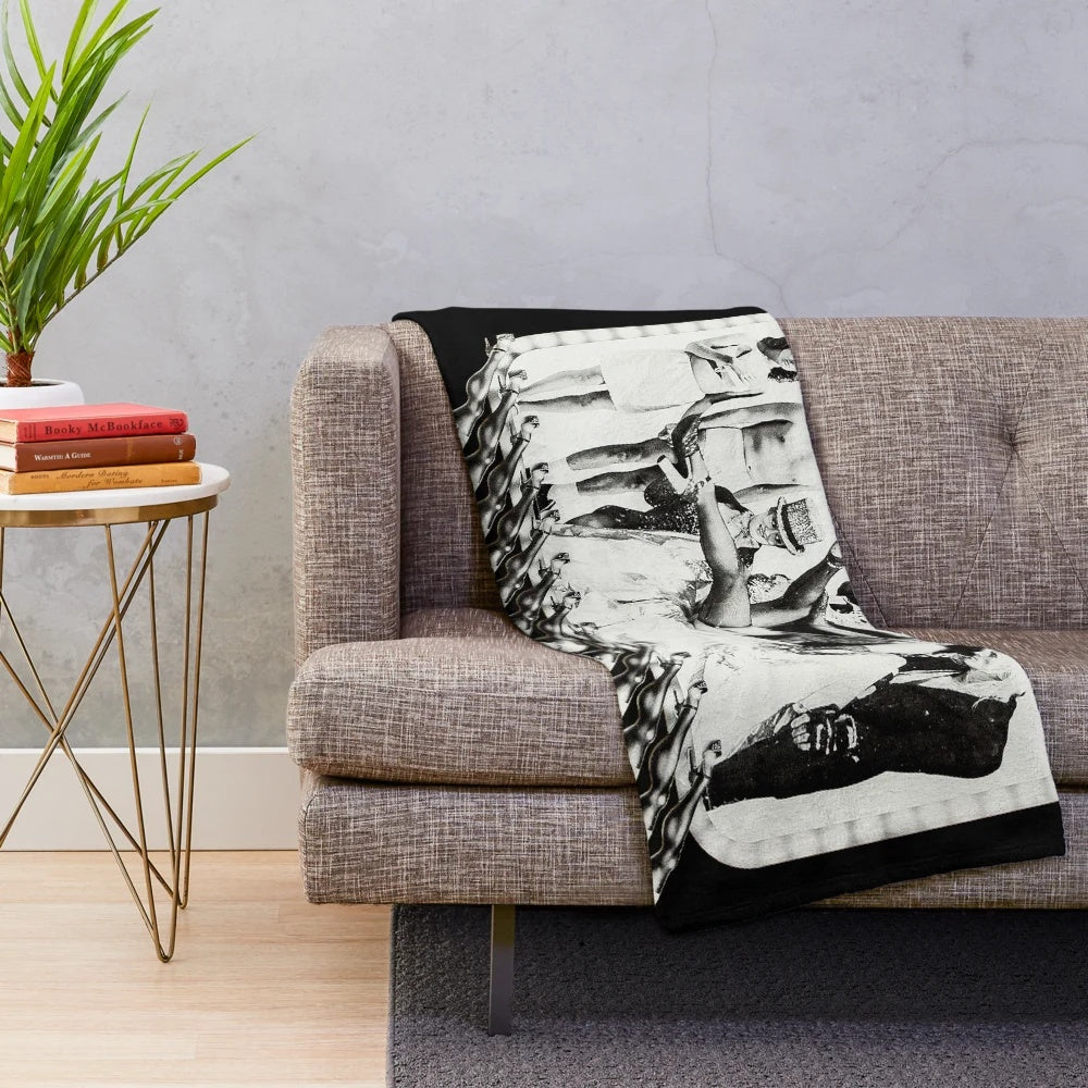 Rocky Horror Plush Blanket featuring iconic characters and imagery from the cult classic film