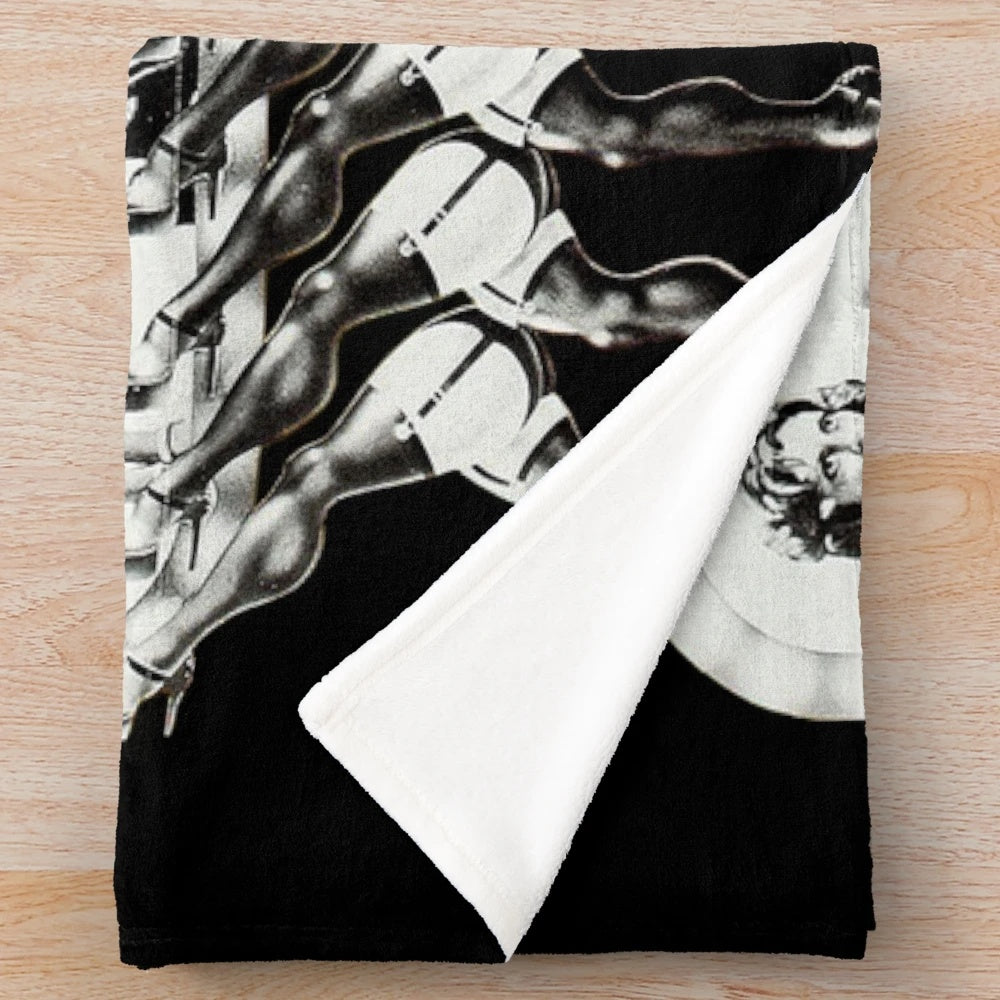 Rocky Horror Plush Blanket featuring iconic characters and imagery from the cult classic film