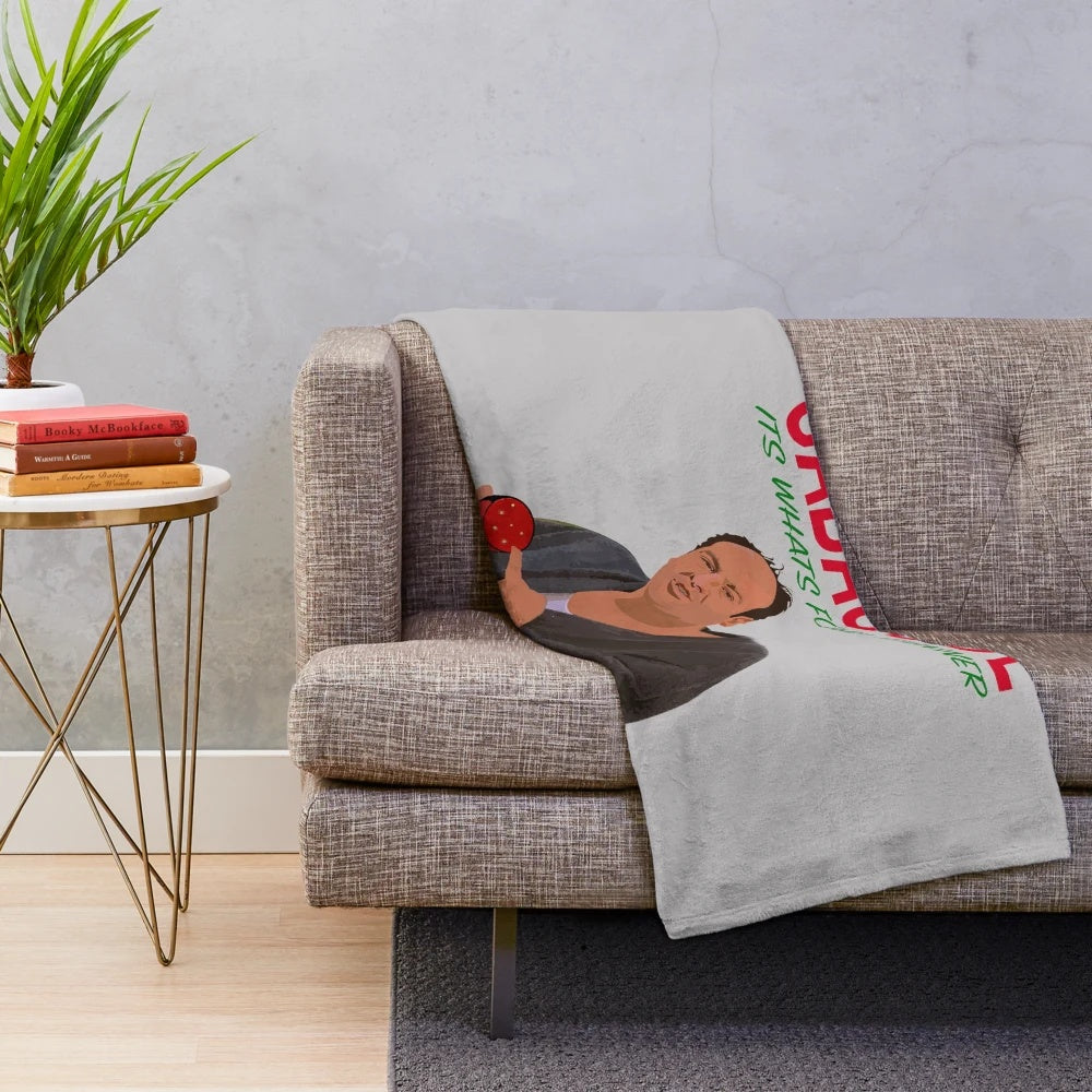Tony Soprano themed plush blanket featuring the text "Gabagool - It's What's For Dinner