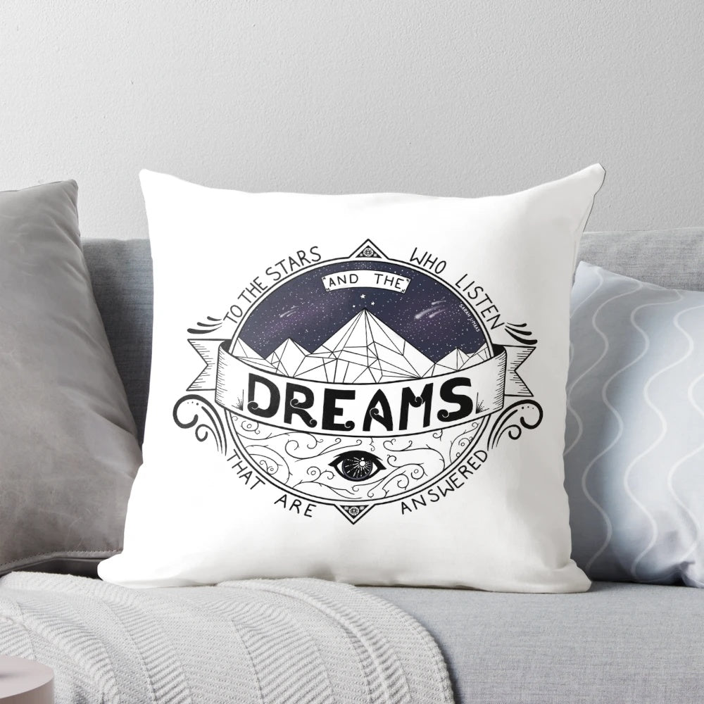 ACOMAF inspired throw pillow featuring Feyre, Rhysand, and the Night Court from the A Court of Thorns and Roses series by Sarah J. Maas