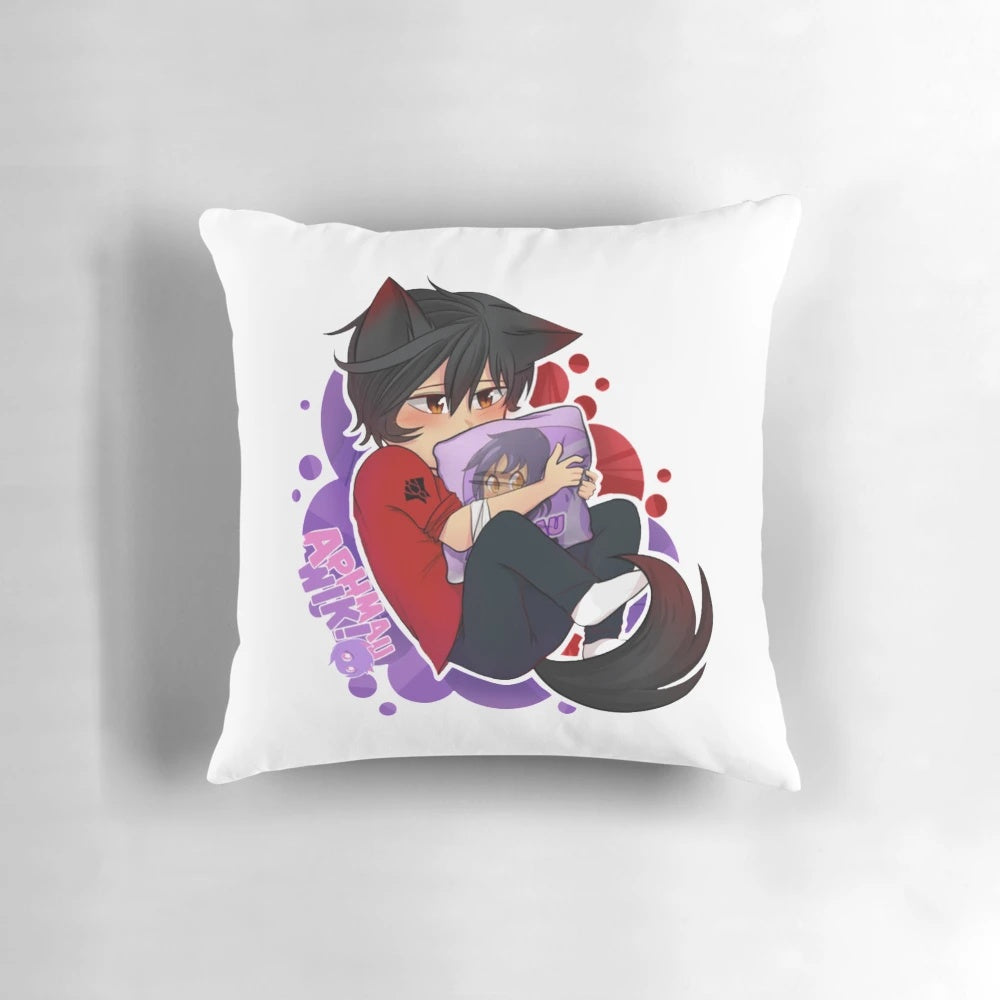 Soft and cozy Aphmau-themed pillow featuring the popular Lycan character from the Mystreet YouTube series.