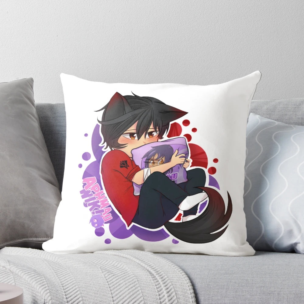 Soft and cozy Aphmau-themed pillow featuring the popular Lycan character from the Mystreet YouTube series.