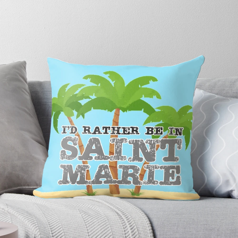 Officially Licensed BBC Death in Paradise Pillow featuring the Honore Police Department and iconic characters from the show