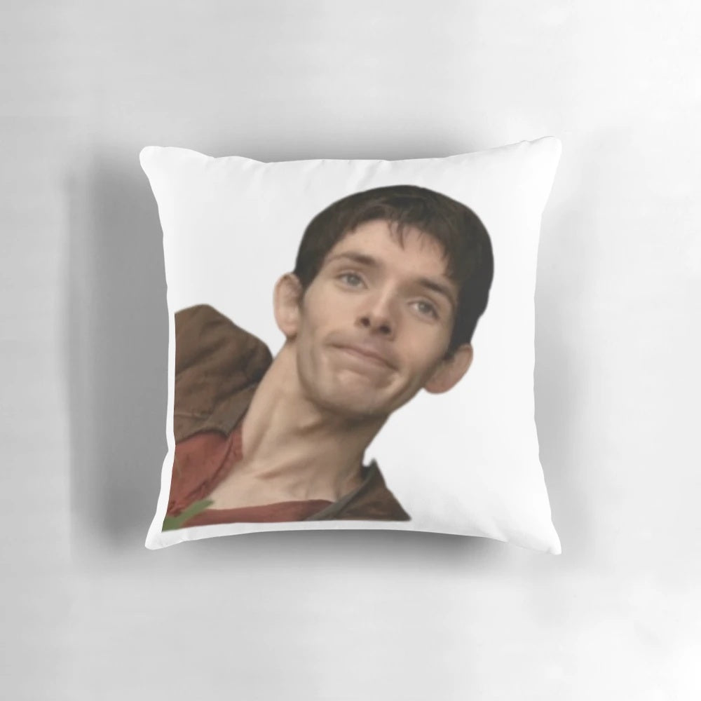 BBC Merlin Emrys Character Pillow with Goofy Facial Expression