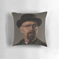 Soft, plush pillow featuring the iconic image of Walter White as Heisenberg from the hit TV series Breaking Bad.