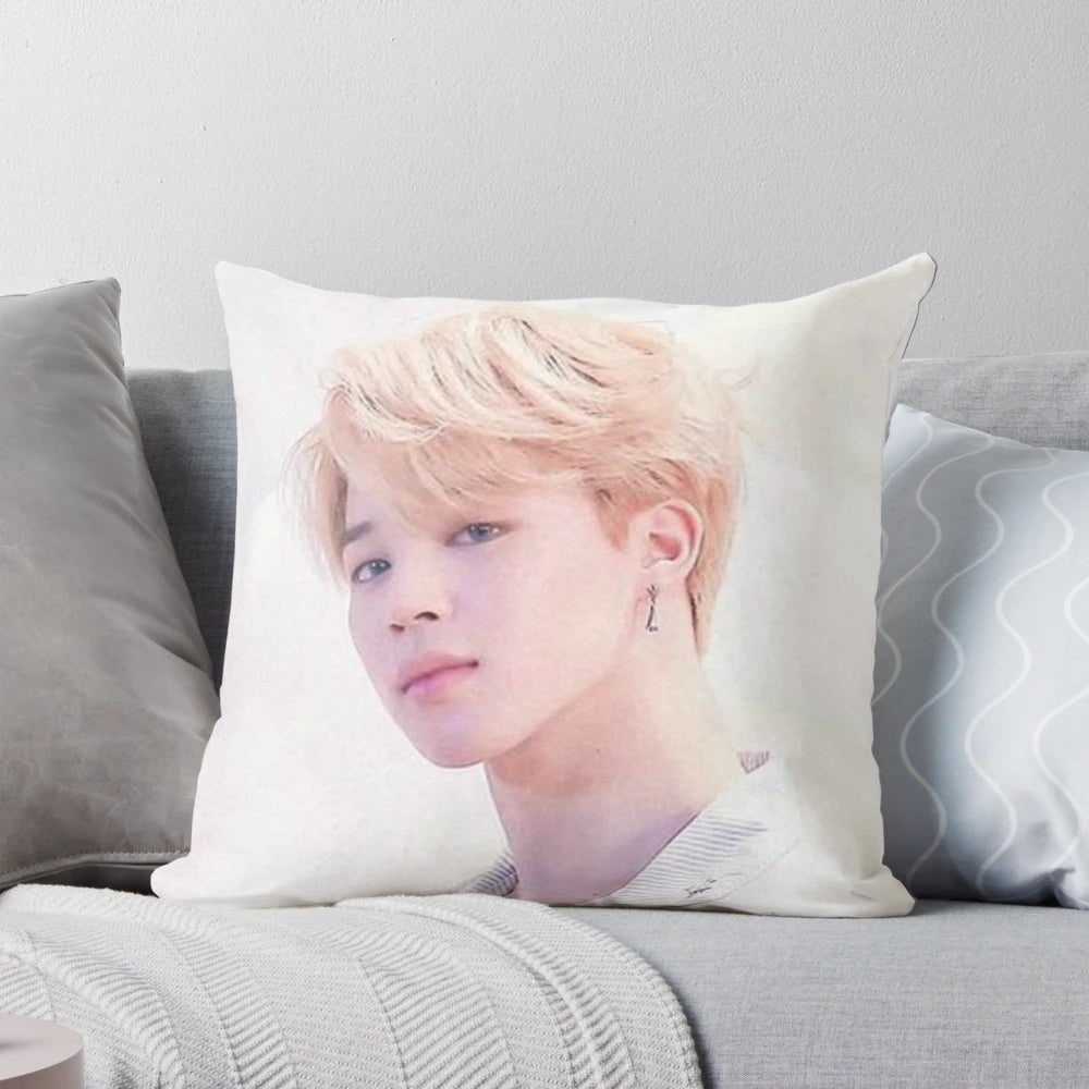 High-quality BTS Jimin pillow, featuring a vibrant and detailed image of the BTS member Jimin.