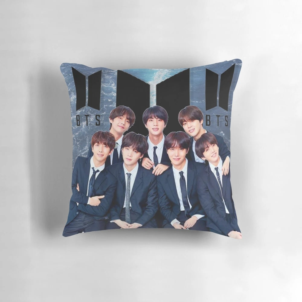 Soft and cuddly BTS pillow featuring the members of the popular K-pop band