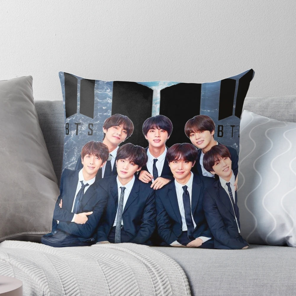 Soft and cuddly BTS pillow featuring the members of the popular K-pop band