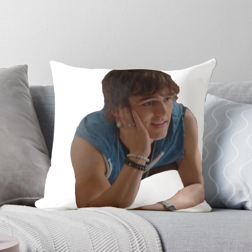 Decorative pillow featuring Charlie Gillespie and Luke Patterson, the actors who play the characters Luke and Julie from the Netflix series Julie and the Phantoms.