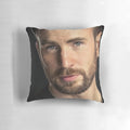 Plush, high-quality pillow featuring a stylized illustration of actor Chris Evans