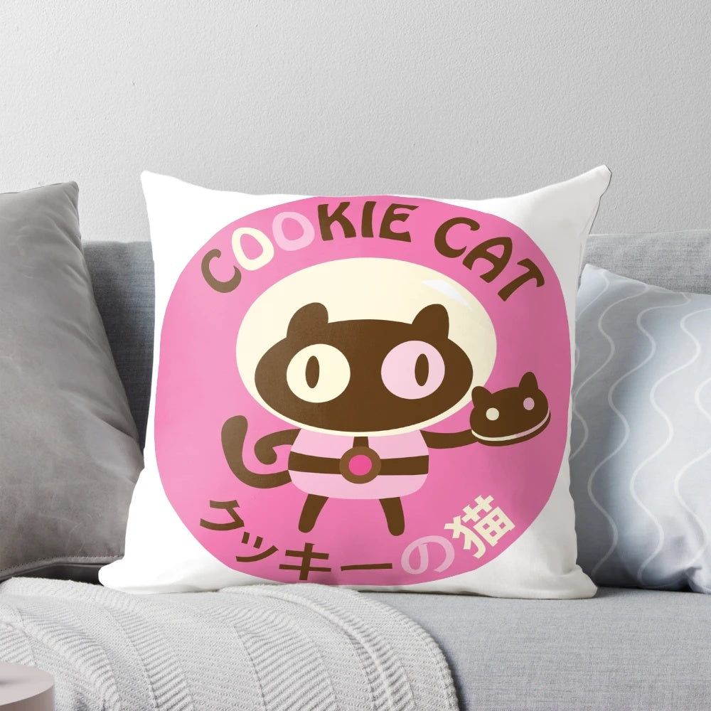 Soft, plush pillow featuring the iconic Cookie Cat character from the popular anime-inspired cartoon series, Steven Universe.