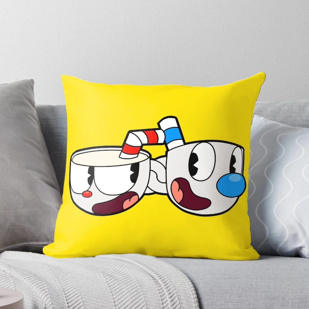 Plush Cuphead and Mugman Pillow - Officially Licensed Video Game Merchandise