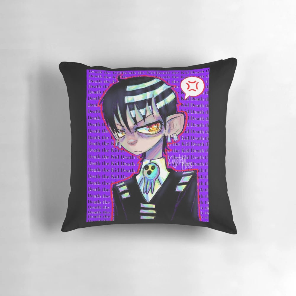 Death the Kid anime character printed on a soft, plush decorative pillow