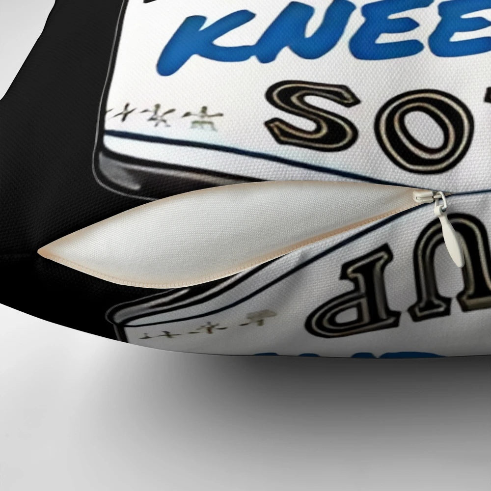 Detroit Lions Kneecap Soup Pillow, featuring the iconic Dan Campbell quote