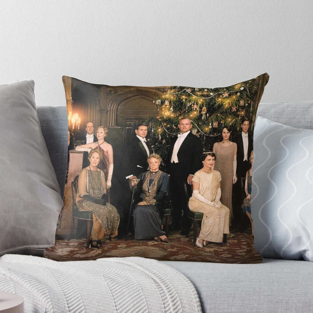 Downton Abbey Cast Pillow featuring beloved characters like Lady Mary, Carson the Butler, and Lord Grantham
