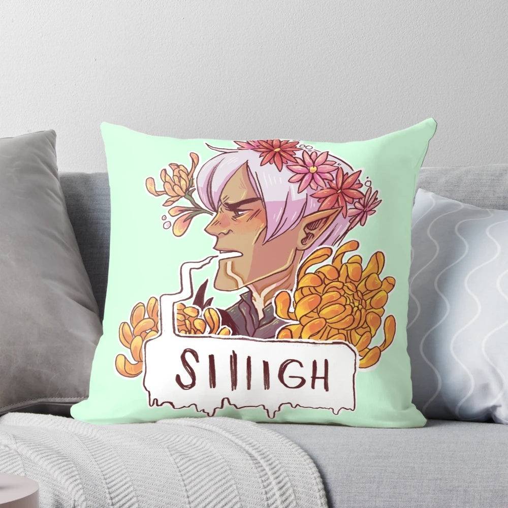 Fenris the brooding elf from the Dragon Age video game series featured on a plush, comfortable pillow