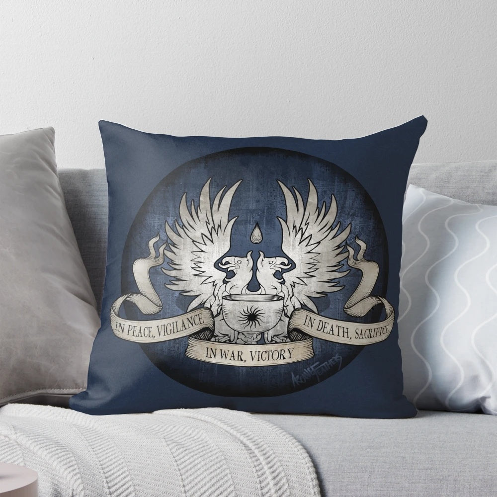Dragon Age Grey Warden Rite Pillow featuring the iconic Griffon emblem