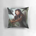 Soft, plush pillow featuring the character Leliana from the Dragon Age video game series