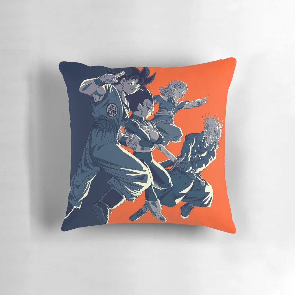 Dragon Ball Z Xenoverse 2 anime-inspired pillow featuring Goku, Vegeta, and Trunks