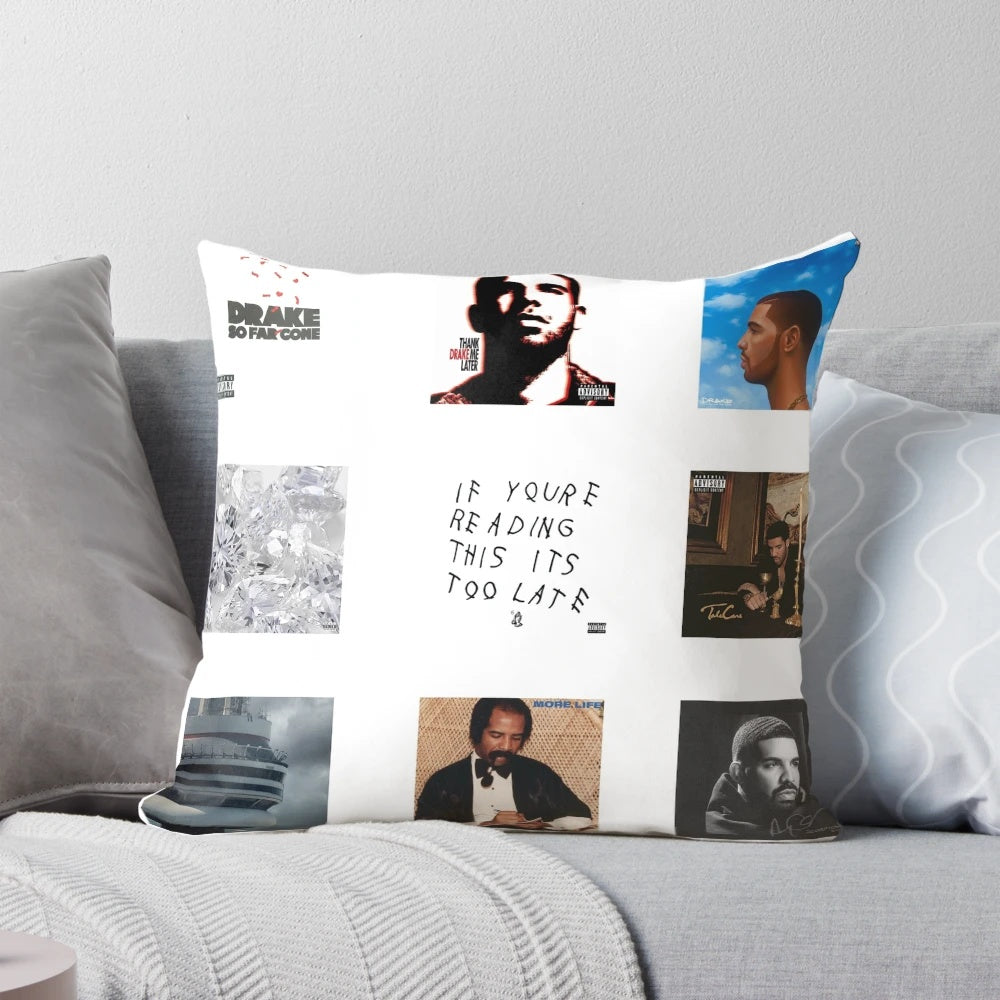 Drake albums pillow featuring cover art from Drake's most popular albums