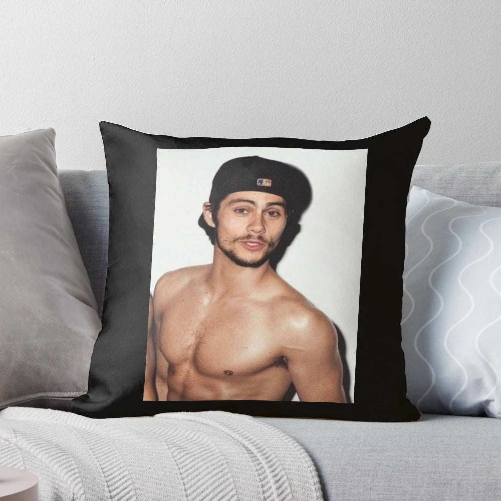 Soft, plush Dylan O'Brien pillow featuring the actor's face
