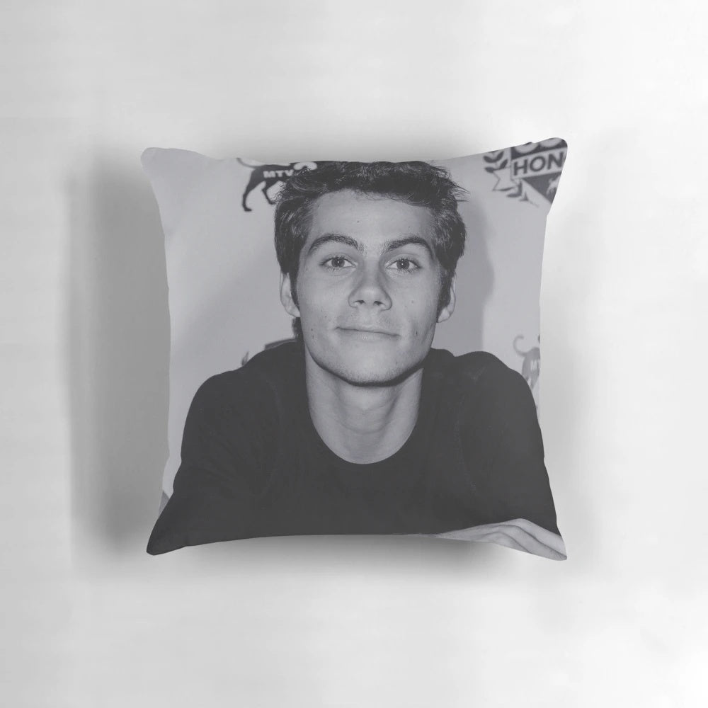 Plush, officially licensed Dylan O'Brien pillow with his image printed on a cozy, comfortable fabric.